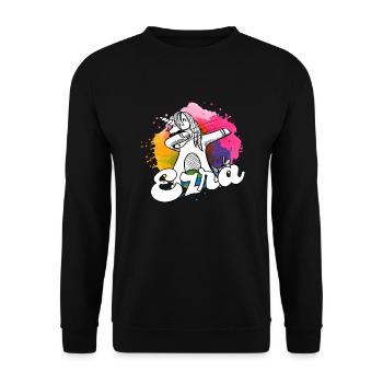 EZRA - Beau nom de garçon avec une licorne cool - Sweat-shirt Unisexe - noir - Devant - Alina (178cm) & Michal (187cm)