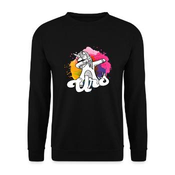 URS - Beautiful Boy Name with Cool Unicorn - Unisex Sweatshirt - black - Front - Alina (178cm) & Michal (187cm)