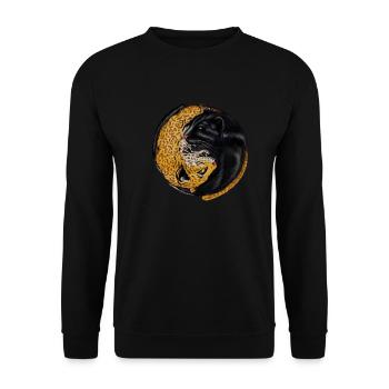 Jaguar and Yin Yang Black Panther Cat Animal - Unisex Sweatshirt - black - Front - Alina (178cm) & Michal (187cm)