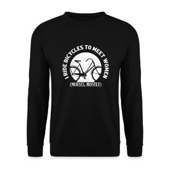 Je fais du vélo pour rencontrer des femmes cyclistes - Sweat-shirt Unisexe - noir - Devant - Alina (178cm) & Michal (187cm)