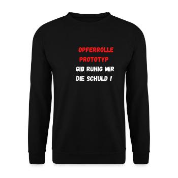 Spaß-Design für Opfer-Typen - Unisex Pullover - Schwarz - Vorne - Alina (178cm) & Michal (187cm)