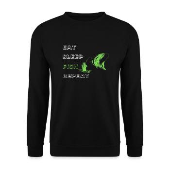 Manger Dormir Poisson Répéter - Sweat-shirt Unisexe - noir - Devant - Alina (178cm) & Michal (187cm)