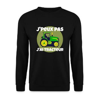 Je peux pas J'ai Tracteur - Sweat-shirt Unisexe - noir - Devant - Alina (178cm) & Michal (187cm)