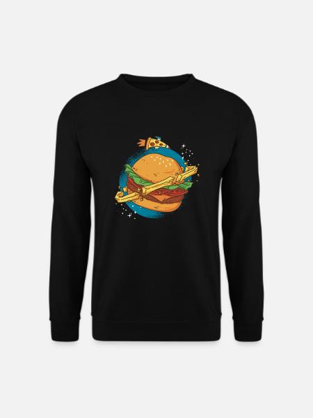 Burger planets pizza Burger planets pizza inspirat - Unisex Pullover - Schwarz