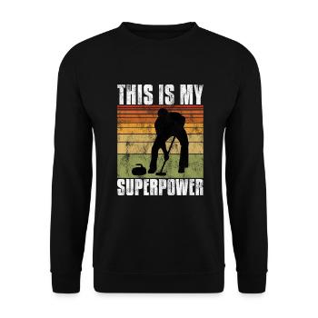 Curling is my Superpower Curler Eisstockschießen - Unisex Sweatshirt - black - Front - Alina (178cm) & Michal (187cm)