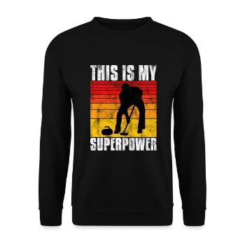 Curling is my Superpower Curler Eisstockschießen - Unisex Sweatshirt - black - Front - Alina (178cm) & Michal (187cm)