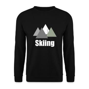 Logo de ski avec panorama de montagne; Montagne de ski - Sweat-shirt Unisexe - noir - Devant - Alina (178cm) & Michal (187cm)