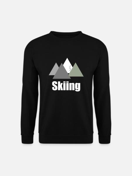 Skiiing Logo mit Bergpanorama; Skifahren Berge - Unisex Pullover - Schwarz