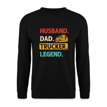 Husband Father Trucker Legend - Unisex Sweatshirt - black - Front - Alina (178cm) & Michal (187cm)