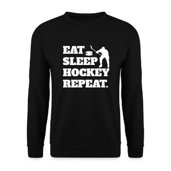 Eishockey Geschenk Wintersport Eishockeyteam - Unisex Pullover - Schwarz - Vorne - Alina (178cm) & Michal (187cm)