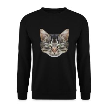 Katze | Polygon Kater Kopf | Katzenkopf | Kätzchen - Unisex Pullover - Schwarz - Vorne - Alina (178cm) & Michal (187cm)