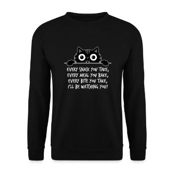 Funny Cat Saying - Cat Sayings Can Opener - Unisex Sweatshirt - black - Front - Alina (178cm) & Michal (187cm)
