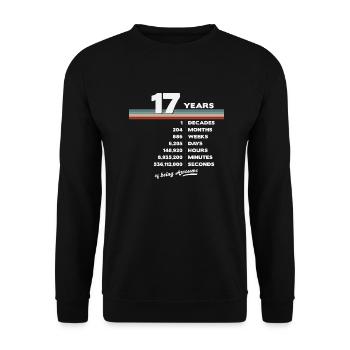 17ème Anniversaire Millésime 17 ans Rétro 204 - Sweat-shirt Unisexe - noir - Devant - Alina (178cm) & Michal (187cm)