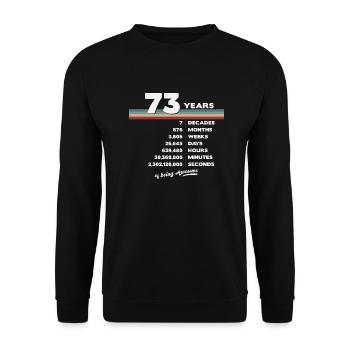 73ème Anniversaire Vintage 73 ans Retro 876 - Sweat-shirt Unisexe - noir - Devant - Alina (178cm) & Michal (187cm)
