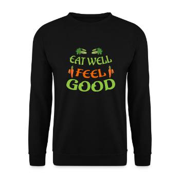 Gut essen und wohlfühlen - Unisex Pullover - Schwarz - Vorne - Alina (178cm) & Michal (187cm)
