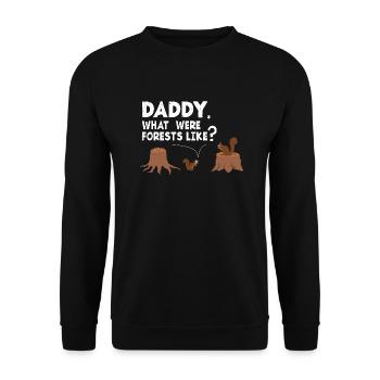 Eichhörnchen-Papa, wie waren die Wälder? - Unisex Pullover - Schwarz - Vorne - Alina (178cm) & Michal (187cm)