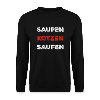 Saufen kotzen saufen - Unisex Pullover - Schwarz - Vorne - Alina (178cm) & Michal (187cm)