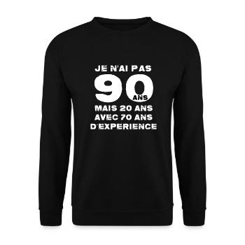 Je n'ai pas 90 ans - Sweat-shirt Unisexe - noir - Devant - Alina (178cm) & Michal (187cm)