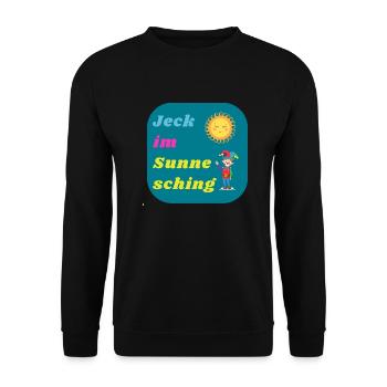 Jeck im Sunnesching Sonne Sonnenschein Köln Kölsch - Unisex Pullover - Schwarz - Vorne - Alina (178cm) & Michal (187cm)