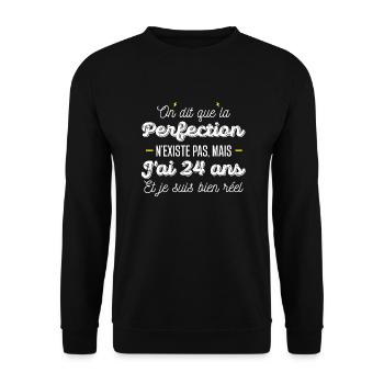 24 ans de perfection / humour anniversaire 24 ans - Sweat-shirt Unisexe - noir - Devant - Alina (178cm) & Michal (187cm)