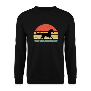 Cheval Vintage Rétro - Sweat-shirt Unisexe - noir - Devant - Alina (178cm) & Michal (187cm)