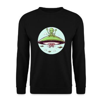 Doodo the Alien - Unisex Sweatshirt - black - Front - Alina (178cm) & Michal (187cm)