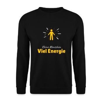 Kleine Menschen, viel Energie - Unisex Pullover - Schwarz - Vorne - Alina (178cm) & Michal (187cm)