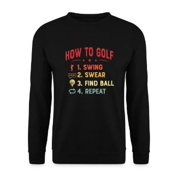 How To Golf 1. Swing 2. Swear 3. Find Ball 4. Repe - Unisex Pullover - Schwarz - Vorne - Alina (178cm) & Michal (187cm)