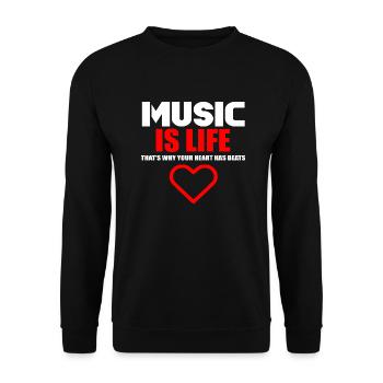life music logo - Unisex Sweatshirt - black - Front - Alina (178cm) & Michal (187cm)