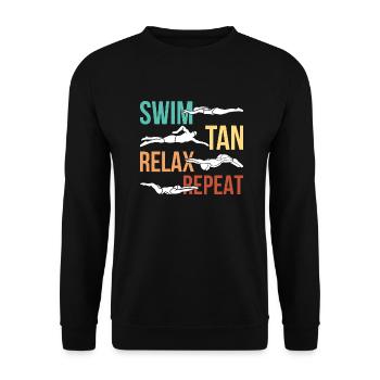 Swim tan relax repeat - Unisex Pullover - Schwarz - Vorne - Alina (178cm) & Michal (187cm)