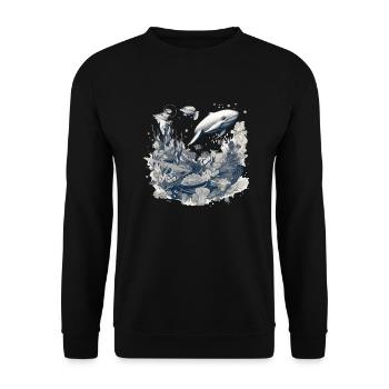 The whale - Unisex Sweatshirt - black - Front - Alina (178cm) & Michal (187cm)