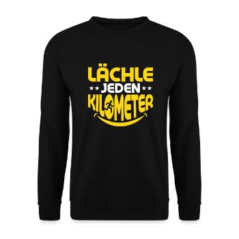 Lächle jeden Kilometer Laufen Joggen - Unisex Pullover - Schwarz - Vorne - Alina (178cm) & Michal (187cm)