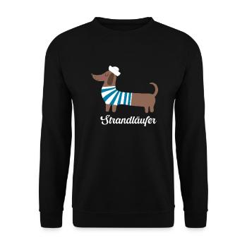 Strandläufer Maritimer Matrosen Sailor Dackel - Unisex Pullover - Schwarz - Vorne - Alina (178cm) & Michal (187cm)