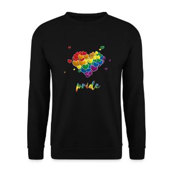 Rainbow Hearts Splash Pride - Unisex Pullover - Schwarz - Vorne - Alina (178cm) & Michal (187cm)