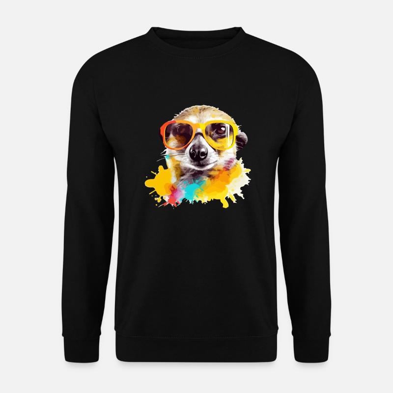 Exou das Erdmännchen mit Brille - Unisex Pullover - Schwarz
