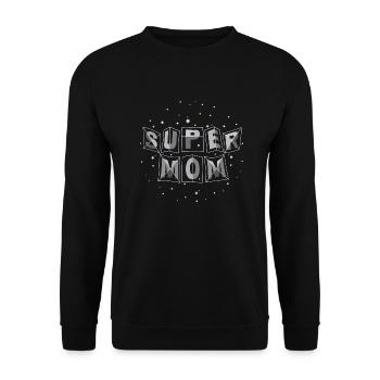 "super-mom" space-metal - Unisex Pullover - Schwarz - Vorne - Alina (178cm) & Michal (187cm)