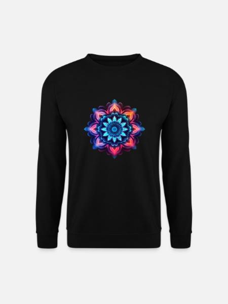 Mandala bunte Blume Neon - Unisex Pullover - Schwarz