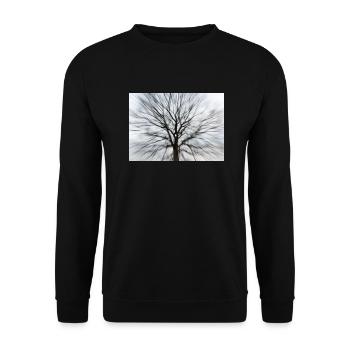 Silhouette eines kahlen Baumes mit runder Baumkrone - Unisex Pullover - Schwarz - Vorne - Alina (178cm) & Michal (187cm)