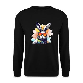 Log the rabbit - Unisex Sweatshirt - black - Front - Alina (178cm) & Michal (187cm)