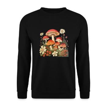 Mushrooms and flowers - Unisex Sweatshirt - black - Front - Alina (178cm) & Michal (187cm)