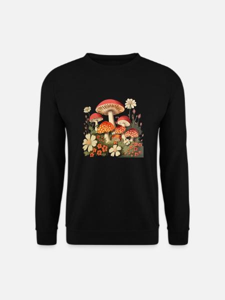 Champignons et fleurs - Sweat-shirt Unisexe - noir
