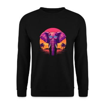 Synthwave Elephant Sunset - Sweat-shirt Unisexe - noir - Devant - Alina (178cm) & Michal (187cm)