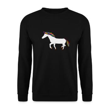 buntes Einhorn - Unisex Pullover - Schwarz - Vorne - Alina (178cm) & Michal (187cm)