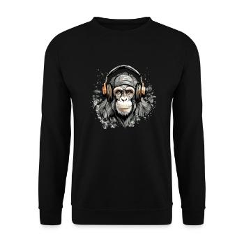 Rito, der audiophile Affe - Unisex Pullover - Schwarz - Vorne - Alina (178cm) & Michal (187cm)