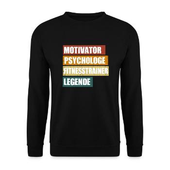 Lustiger Fitnesstrainer Spruch für deinen Coach - Unisex Pullover - Schwarz - Vorne - Alina (178cm) & Michal (187cm)