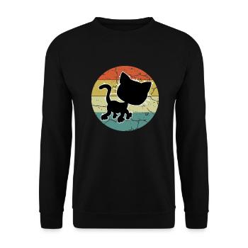 Retro Vintage Cute Cat Sunset Design - Unisex Sweatshirt - black - Front - Alina (178cm) & Michal (187cm)