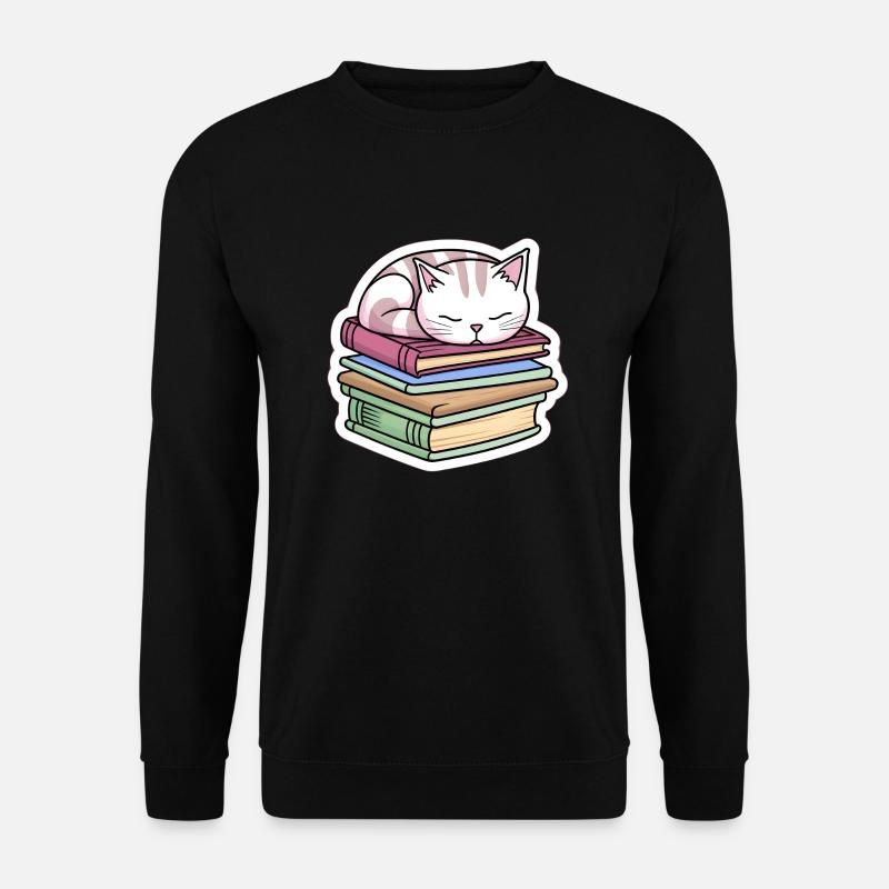 Sleeping Book Cat - Unisex Sweatshirt - black