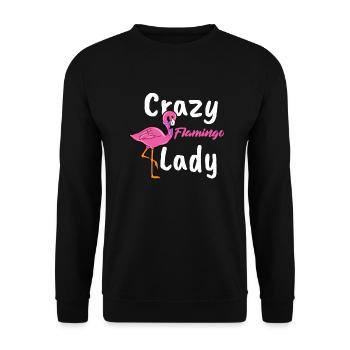 Crazy Pink Flamingo Lady Gift Retro Flamingos - Unisex Sweatshirt - black - Front - Alina (178cm) & Michal (187cm)