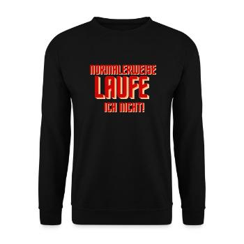 Normalerweise laufe ich nicht! - Unisex Pullover - Schwarz - Vorne - Alina (178cm) & Michal (187cm)