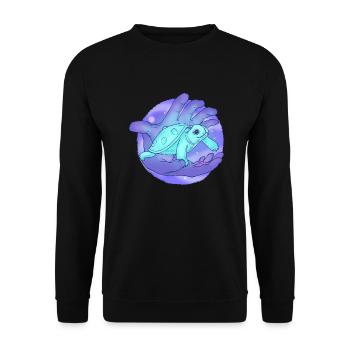 Cute Handpan Turtle - Unisex Pullover - Schwarz - Vorne - Alina (178cm) & Michal (187cm)